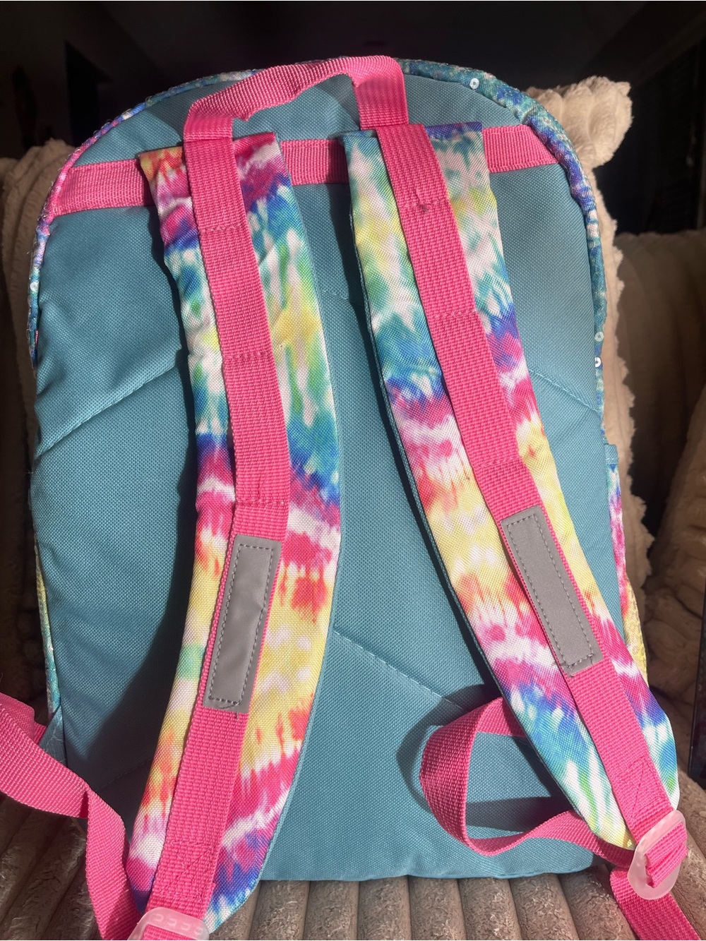 Wonder Nation Rainbow Sequin Tie-Dye Backpack with Pink Accents New With Tags - Picture 3 of 10